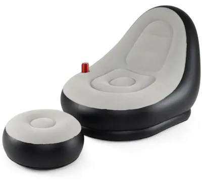 Produktbild von Aufblasbarer Sessel mit Fußstütze und Getränkehalter NP12992GR, schwarz/grau – A