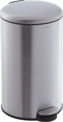 Image de CASABEL Poubelle Cuisine 30L - 100% Acier Inoxydable, Anti-Traces de Doigts, Corbeille Ronde avec Pédale et Couvercle, Chrome