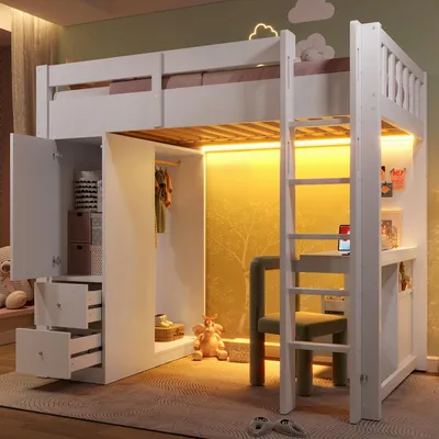 Productafbeelding van Halfhoogslaper 90x200 cm met glijbaan, uitschuifbaar bed, huisvormig dak, veiligheidshekje en raam, kinderbed, wit-groen, grenenhout en MDF