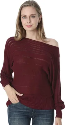Imagen del producto de Sudadera de mujer Dilgul, color burdeos, sin mangas en los hombros, estilo elegante, suave, talla M