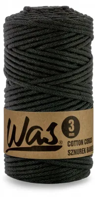 Produktbild von WAS Baumwolle Cords Makramee Garn 3 mm Baumwolle 100m Schwarz