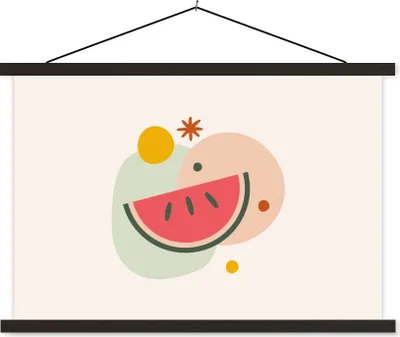 Produktbild von MuchoWow® Textilposter Wassermelone - Obst - Pastell 150x100 cm mit schwarzem Rahmen - Schlafzimmer