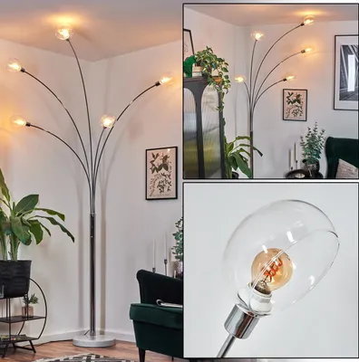 Produktbild von Suio Stehlampe aus Metall in Weiß/Chromfarben/Klar mit Marmorfuß