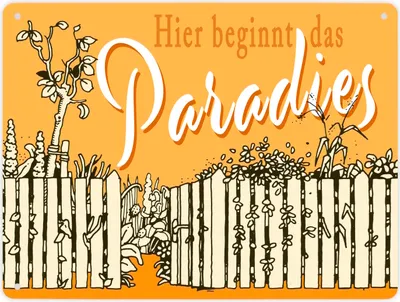Produktbild von Gartenparadies Metallschild XL in 21x28 cm orange zum Thema Urlaub im Garten