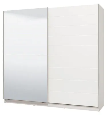Produktbild von Dmora Großer Kleiderschrank Valsinni 217x210h cm Mattweiß, 8 Regale Kleiderstangen