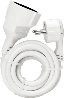 Produktbild von Verlängerungskabel mit geerdeter, flacher Stecker - 3 m - IP20 - 250 V (16 A) - Für den Innenbereich - Arktischweiß