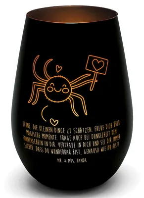 Produktbild von Mr. & Mrs. Panda Laterne Spinne Agathe Motivation - Schwarz - Geschenk, Dankeschön, Windlicht Glas, Kerzenglas, Vertrauen, Liebe, Gartenlicht, Glück, Kerzenhalter
