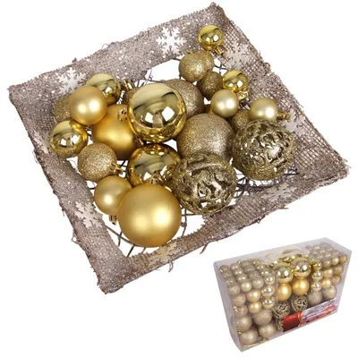 Image de Boules d'arbre de Noël, set de 100 décorations d'arbre Boules d'arbre de Noël , couleur:or
