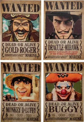 Obrázek produktu pro One Piece Magnet 4er-Pack Wanted