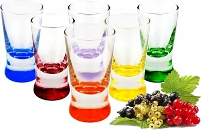 Produktbild von 6 Schnapsgläser Tequilagläser bunte Gläser Schnaps Shots Stamper Wodkagläser