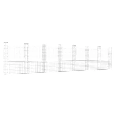 Zdjęcie produktu dla vidaXL Kosz gabionowy w kształcie litery U z 8 żelaznymi kolumnami 860x20x200 cm