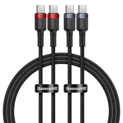 Produktbild von Kabel Baseus Cafule USB-C auf USB-C 100 W, 1 m, 2 Stück (Rot Schwarz, Grau Schwarz)