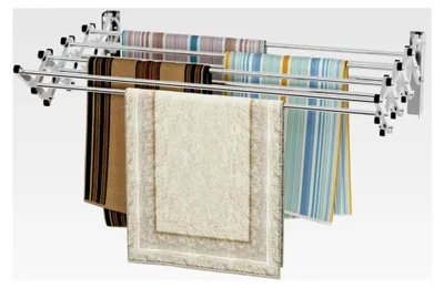 Produktbild von Wandmontierter Wäscheständer, ausziehbarer Wandtrockner aus Edelstahl mit 8 Stangen, platzsparender Wäschetrockner, Tragkraft 25 kg, für Waschküche und Badezimmer