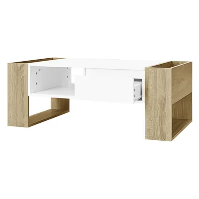 Produktbild von Moderner Couchtisch 105 x 60 x 40 cm - teilweise hochglanz, mit Schubladen und offenen Fächern