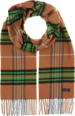 Image de FRAAS écharpe Cashmink® Scarf with FRAAS Plaid Camel Brush marron clair