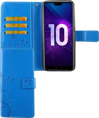 Produktbild von Huawei Honor 10 Handy Hülle Schutz-Tasche Cover Flip-Case Kartenfach Blau