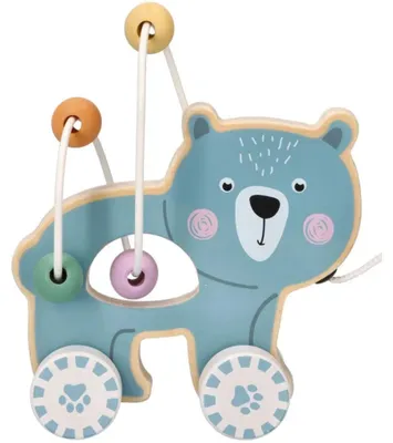 Zdjęcie produktu dla Edukacyjna drewniana zabawka do ciągnięcia z labiryntem - Miś, Adam Toys