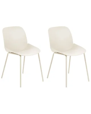 Produktbild von BELIANI Esszimmerstuhl 2er-Set Beige Kunststoff mit Metallbeinen Hoher Lehne Modern Wohnzimmer Flur Diele Essbereich Schlafzimmer Ausstattung Sitzmöbel