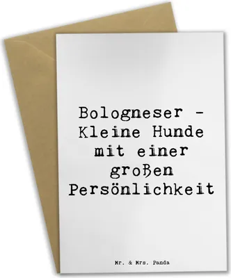 Produktbild von Mr. & Mrs. Panda Grußkarte Spruch Bologneser Charakterstark - Weiß - Geschenk, italienische Hunderassen, dankeskarten, viel Mut, Grußkarten, Intelligenz, Eigenschaften