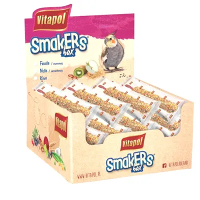 Zdjęcie produktu dla Vitapol-Smakers Box Owocowy Dla Nimfy - Mix 3 Smaki: Orzechowy, Owocowy, Kiwi - 12 Sztuk