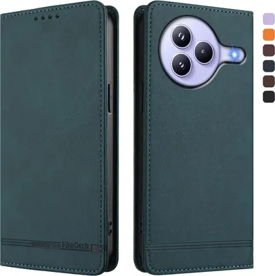 Produktbild von Hülle für Xiaomi Civi 5 Pro, Retro Kunstleder Ständer Klapphülle mit Kartenfächer und Magnetische Grün