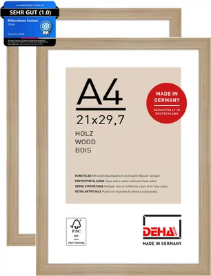 Produktbild von DEHA Design Bilderrahmen Fontana (2er Set), A4 21x29,7 cm, Holz Eiche