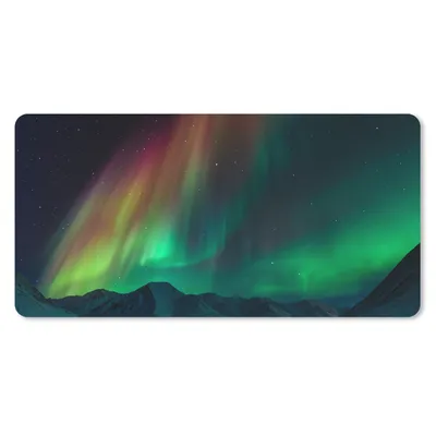 Produktbild von MuchoWow® Schreibtischunterlage Regenbogen - Aurora - Sternenhimmel 80x40 cm - XXL Mauspad - Gaming Mauspad