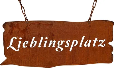 Produktbild von Schild Spruchtafel Lieblingsplatz  rostiges Gartenschild Edelrost Rost zum hängen Gartendeko