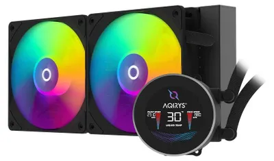 Produktbild von AiO Prozessor-Wasserkühlung Leistungsstark Leise LCD ARGB Schwarz 240 mm