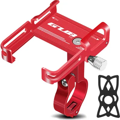Produktbild von Aluminiumlegierung Fahrrad Telefonhalterung Universal Fahrrad Telefonhalterung Motorrad Telefonhalterung mit Silikon Schnalle Befestigung Rot