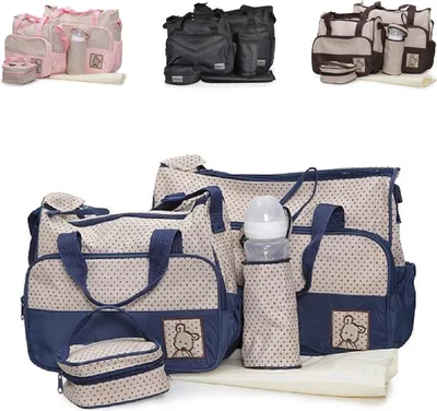 Produktbild von Moni Wickeltasche Stella, Set mit Wickelunterlage, Isoliertasche f. Babyflaschen blau