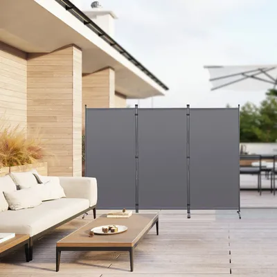 Image de Angel Living 3 Pièce 250X170CM Paravent Brise-vue Balcon Tissu Paravent Paroi de séparation,Gris