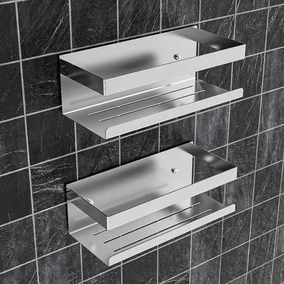 Image de Support de baignoire en métal noir sans perçage - Étagère de rangement pour salle de bains et cuisine - Couleur argentée