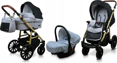 Produktbild von BabyLux® Aspero | 3in1 Kinderwagen Set | Silver Flex Black | Kombikinderwagen | Kinderwagenset |