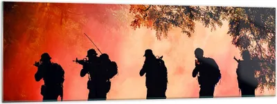 Produktbild von Bilder auf glas - Soldat Gewehr - 160x50cm - Glasbilder - Wandbilder - Kunstdruck - zum Aufhängen bereit - Wanddekoration aus Glas - Glas Bilder - Wandbild auf Glas - Einteilig - GAB160x50-3977