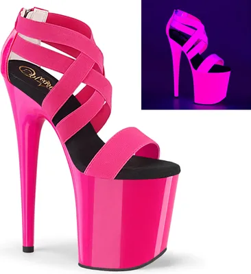 Produktbild von FLAMINGO-869UV Damen Sandale von Pleaser, Neon Hotpink EU 36, US 6