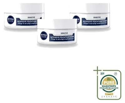 Produktbild von 3 x Nivea Men Sensitive Intensive Gesichtscreme - 50 ml - Vorratspackung - 3 Stücke