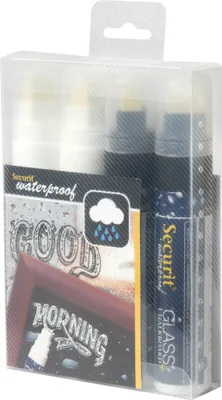 Immagine prodotto di Securit pennarello a gesso IMPERMEABILE GRANDE, confezione da 4 pezzi, assortiti