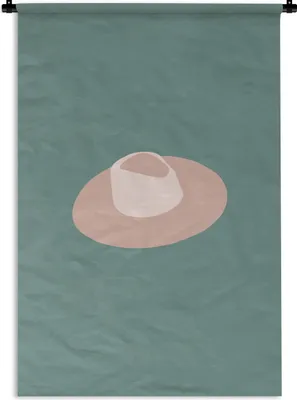 Produktbild von MuchoWow® Wandteppich Wandbehang Sommer - Strandhut - Pastell 60x90 cm Tapisserie Dekoration Wandtuch - Foto-Teppich - Abwaschbar
