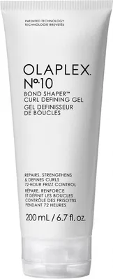 A white tube of Olaplex No.10 Bond Shaper Curl Defining Gel against a white background.