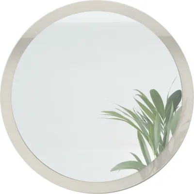 Produktbild von Vladon Spiegel Globe 80 cm,  Germany, dekorativer runder Wandspiegel für Flur und Wohnzimmer mit MDF-Rahmen in Sandgrau Hochglanz