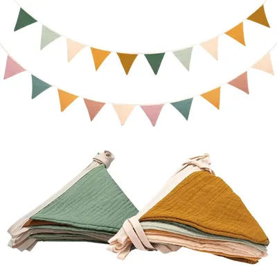 Productafbeelding van 2 Stuks Kinderen Bunting 2.3 m van 100% Katoen voor Kamerdecoratie