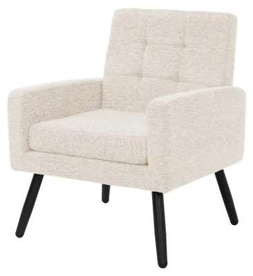 Immagine prodotto di Poltrona ML-Design per soggiorno, poltrona relax con braccioli, poltrona da lettura confortevole, poltrona imbottita con struttura in acciaio, poltrona per la televisione, poltrona lounge, color beige
