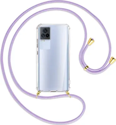 Produktbild von Handykette Backcover-Schutzhülle mit Band (Metall goldfarben) für vivo IQOO 7 - violett