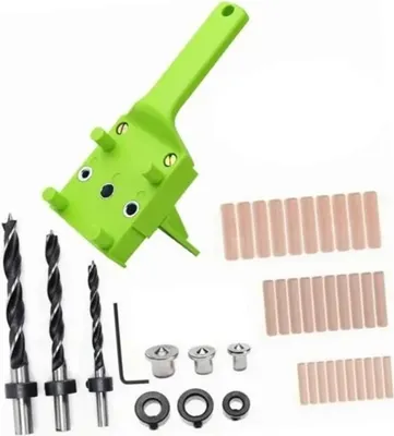 Obrázek produktu pro 41ks hmoždinek Jig Handheld Dowelling Hole Drilling Guide Tool 6mm 8mm 10mm pro dřevoobrábění