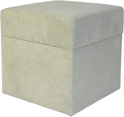 Produktbild von Quadratischer Samt-Hocker ZEFIR DOT 40x40 cm mit Stauraum – aufklappbarer Polsterhocker fürs Wohnzimmer in Hellbeige