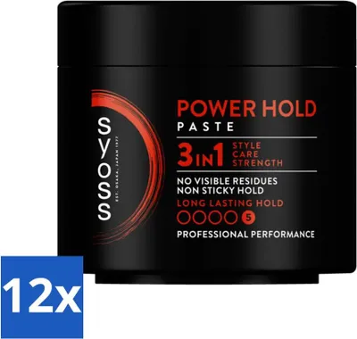 Immagine prodotto di SYOSS - Power hold 150 ml - Pasta per capelli - Tenuta forte - 150 ml - Confezione risparmio - 12 pezzi