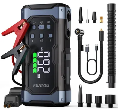 Produktbild von Starthilfe Powerbank 7000A mit Luftkompressor 150PSI, 12V Autostarter 30W Schnellladung, Benzin/Diesel bis 12L