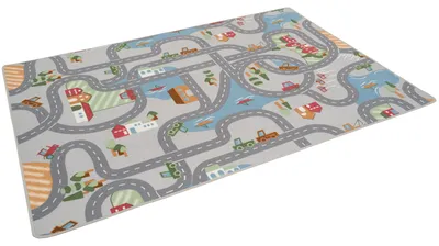 Produktbild von Kinder und Spielteppiche | Große Auswahl an Straßenteppichen | Pflegeleicht und Strapazierfähig, Größe:80x160 cm, Design:Fun Town Grau