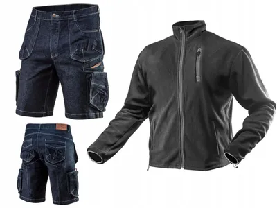 Produktbild von NEO TOOLS Herren Denim Kurze Arbeithose Denim Gr. XS-3XL | oder Set mit Warme Fleecejacke | Gr. S